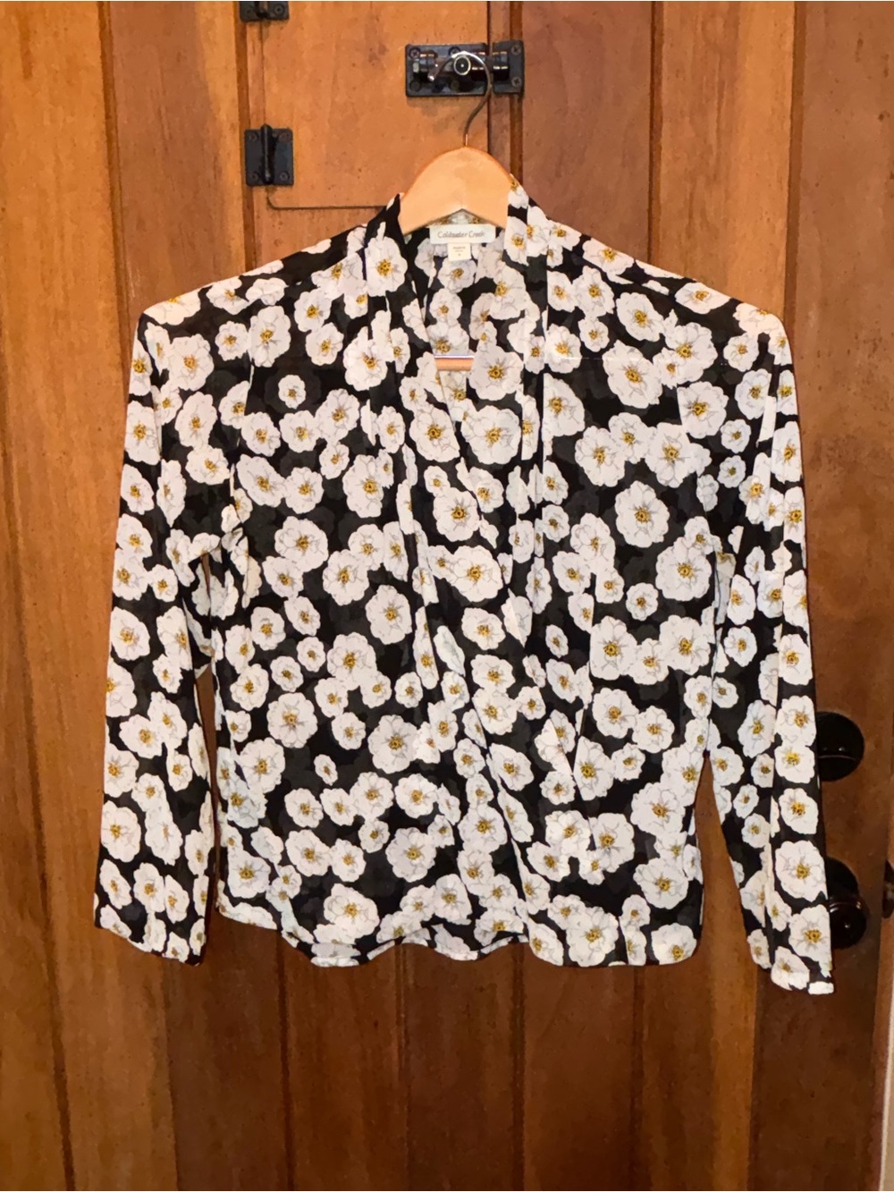 Black Floral Crossover Women's Lightweight Dress Top